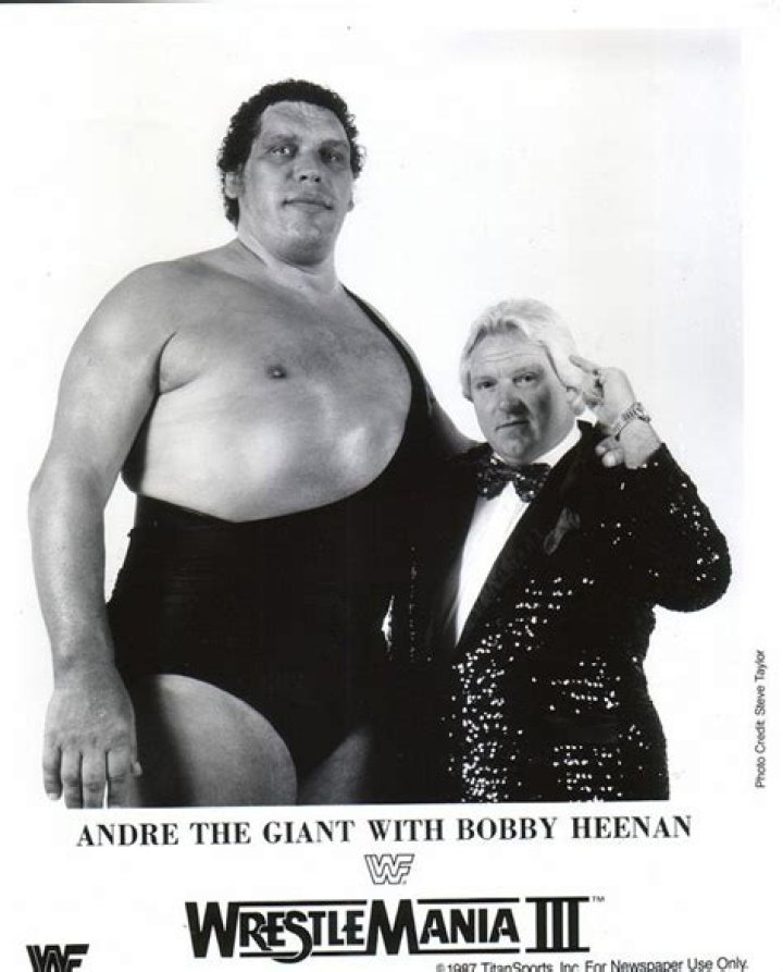Andre The Giant and Bobby Heenan strategizing. 