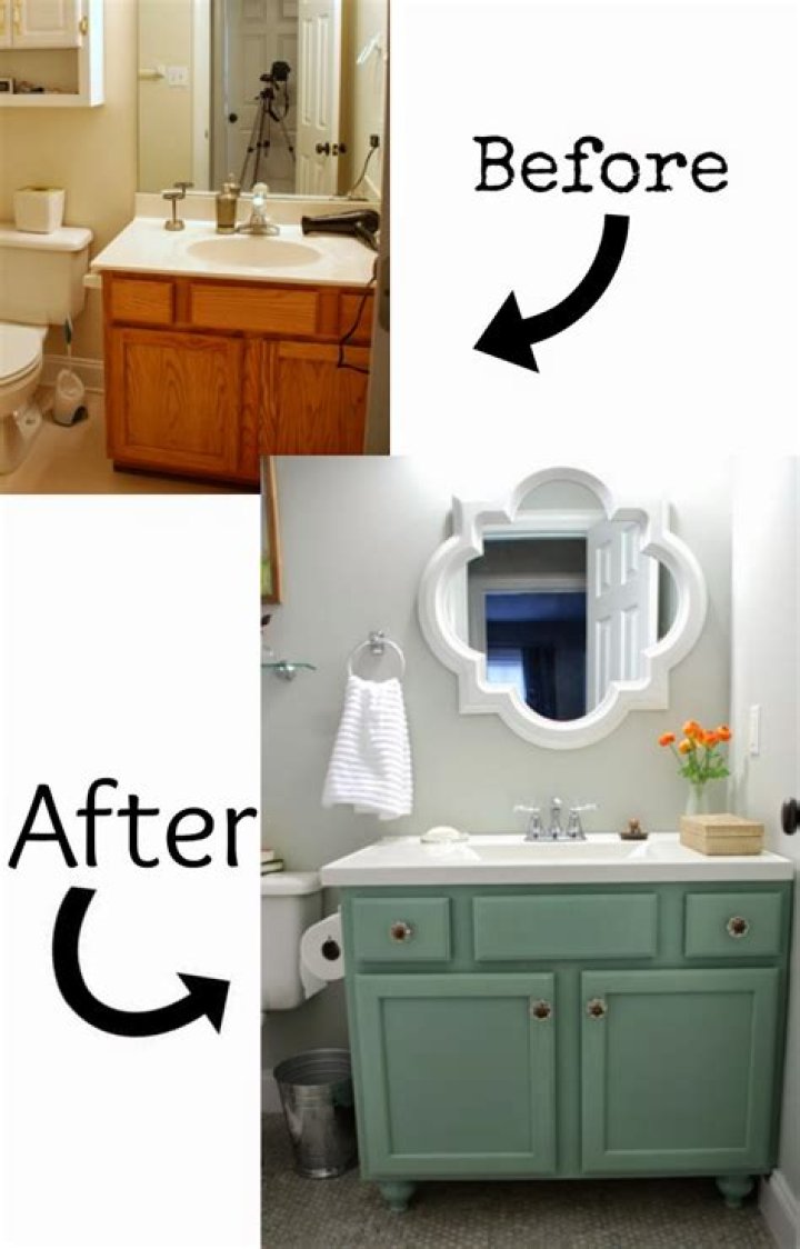 bathroom vanity DIY vanity makeover turquoise