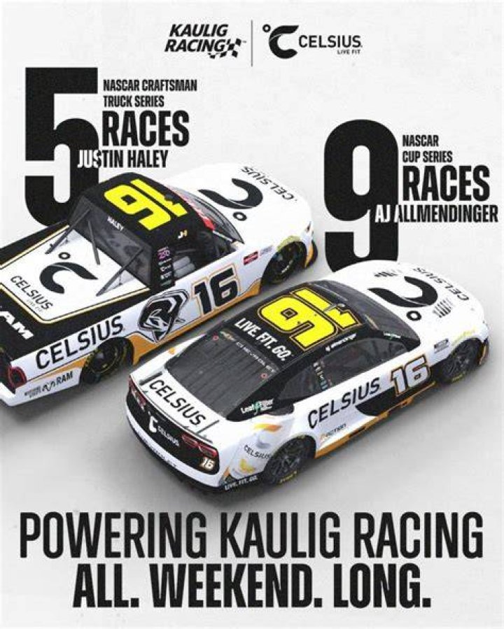 Celsius Returns as Primary Sponsor for Kaulig Racing and AJ Allmendinger