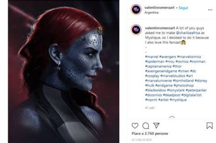 Charlize Theron as Mystique in Female Marvel Characters 