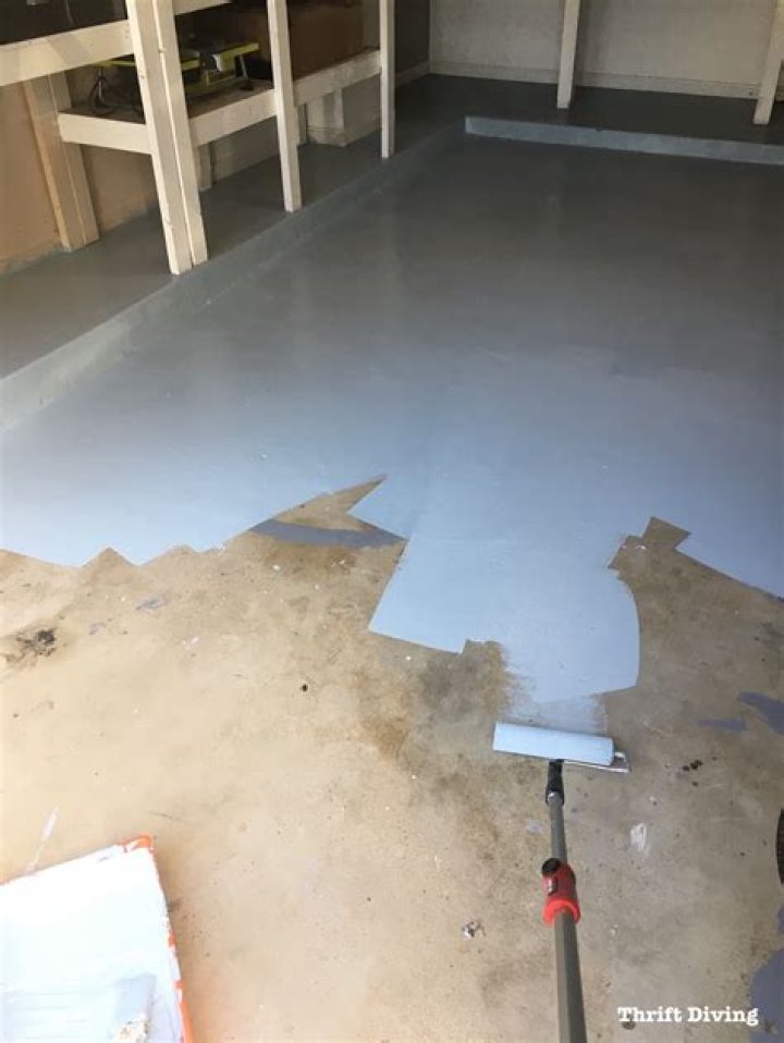 Clean garage with enamel paint on floor