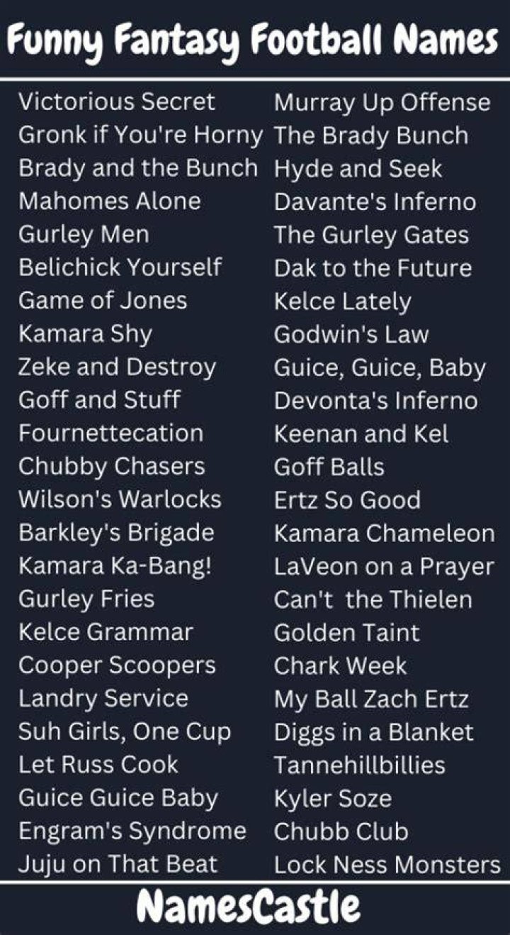 Funny Fantasy Football Names 2024 Reine Charlena