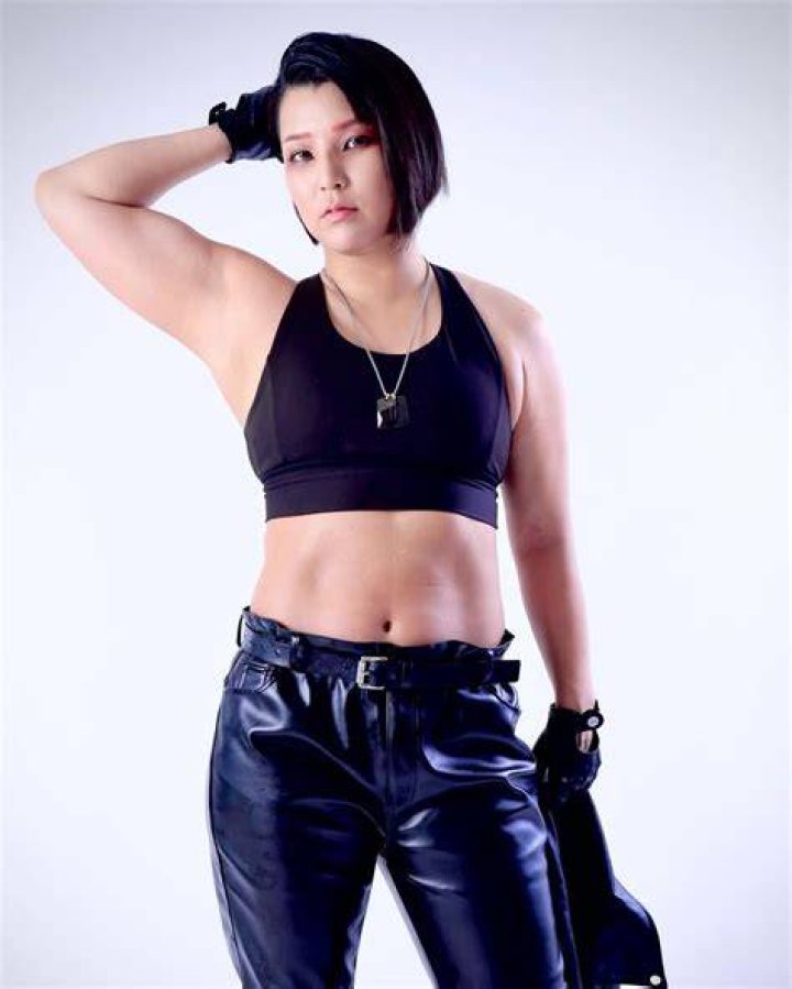 Hikaru Shida posing backstage in AEW