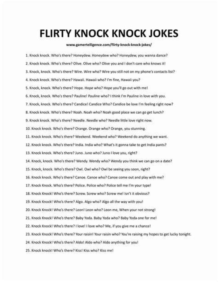 Love Flirty Knock Knock Jokes For Crush Freeloljokes