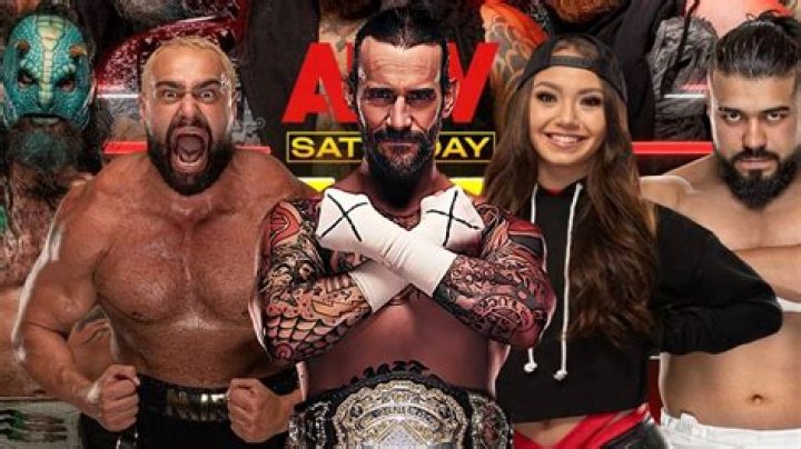 luchasaurus miro punk skye blue and andrade on the aew collision logo