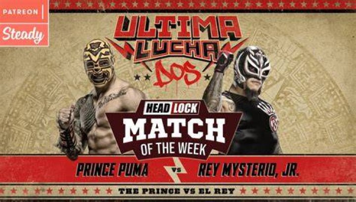 Prince Puma, Rey Mysterio, and Dragon Azteca Jr. with the Lucha Underground Trios Championships.