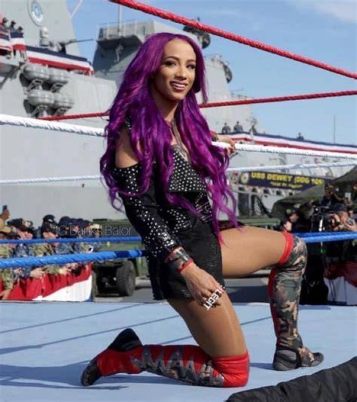 Sasha Banks in Marvel gear 