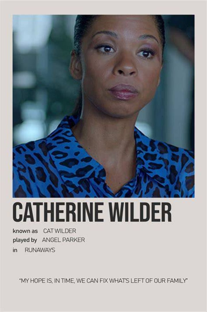 the poster for catherine wilder is displayed in front of a woman's face