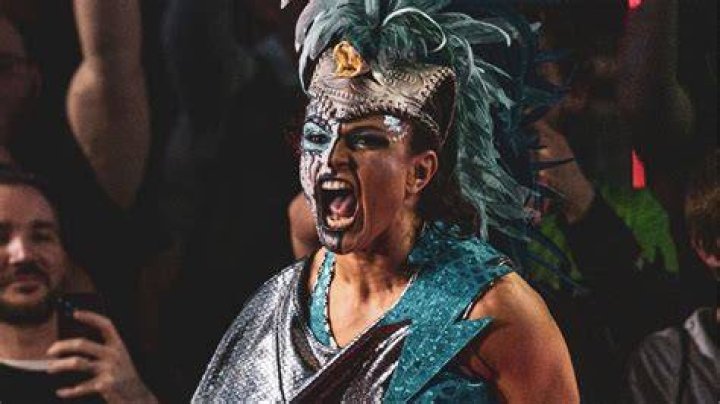 Thunder Rosa making her entrance at AEW Double or Nothing 2022 with a tribute to those killed in the Uvalde shooting