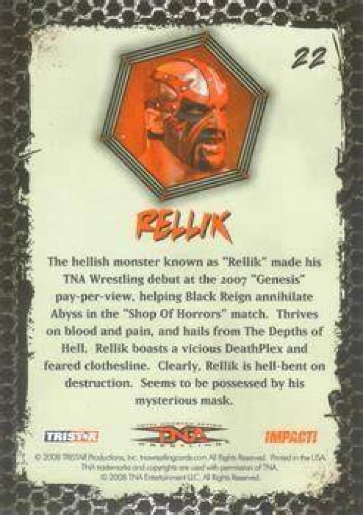 TNA Impact wrestler Rellik with and without a mask