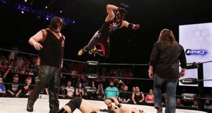 TNA wrestler TJ Perkins and Manik with and without a mask