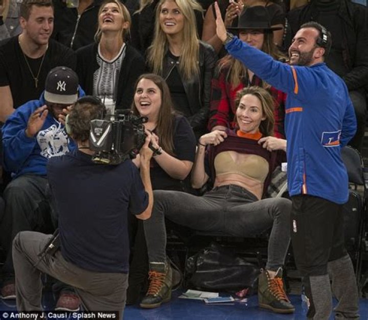 Whitney Cummings Flashes the Crowd Sitting Courtside at Knicks Game